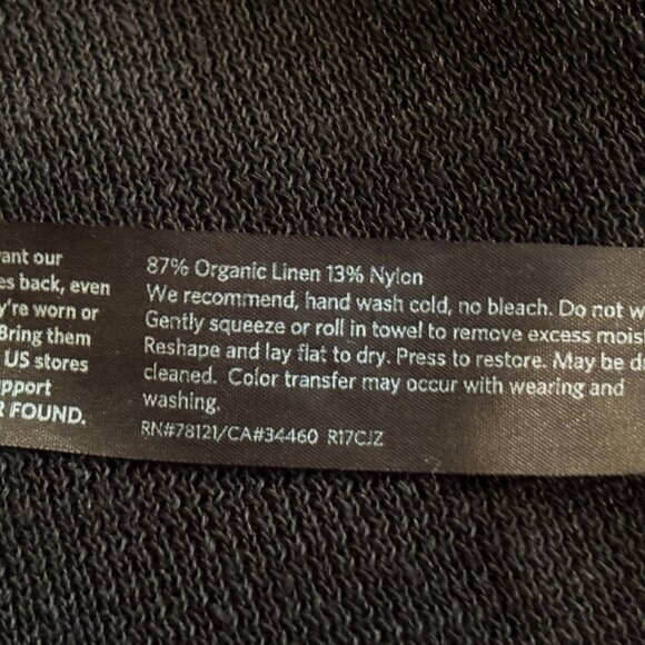 Eileen Fisher Open Front Cardigan Black Organic Cotton Linen XS - Picture 9 of 11